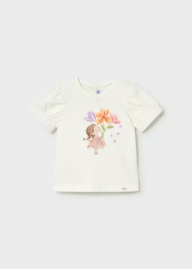 Mayoral mini girl t-shirt 1078 crudo/blossom