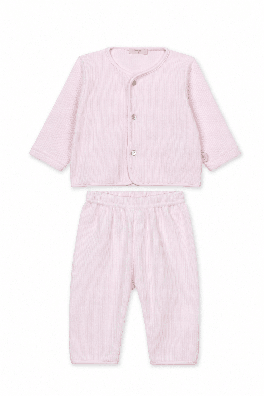 Baby gi 2-delige set rib roze